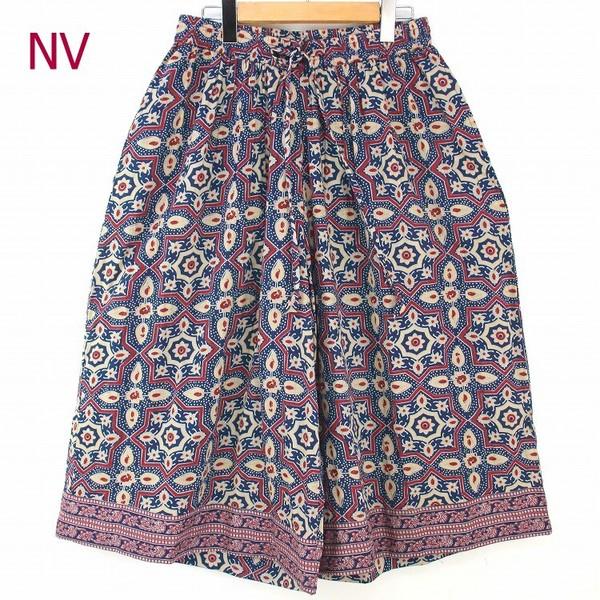 インド綿　ガウチョパンツ　クロップド丈　七分丈　ワイドパンツ　裏地付き　涼しい  mvl-3100 | 7枚目